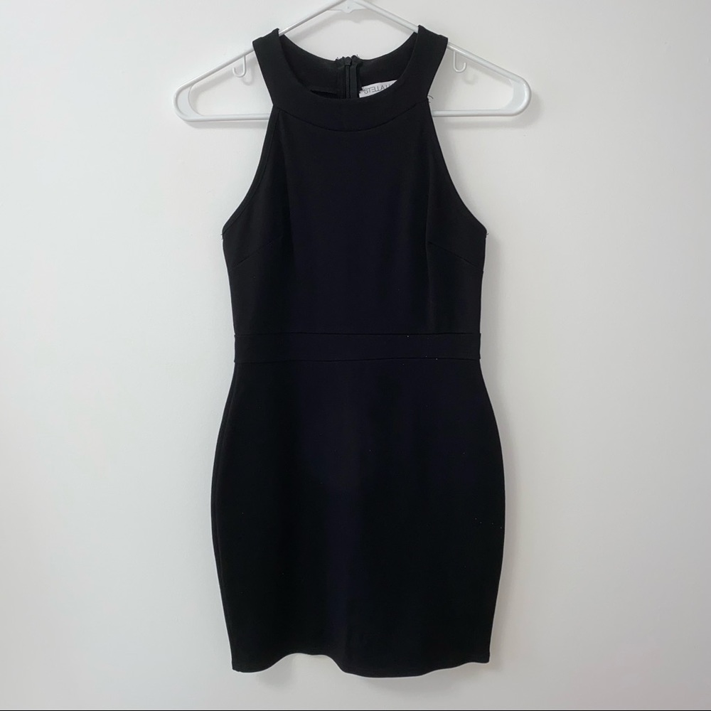 HIGH NECK BLACK BODYCON DRESS